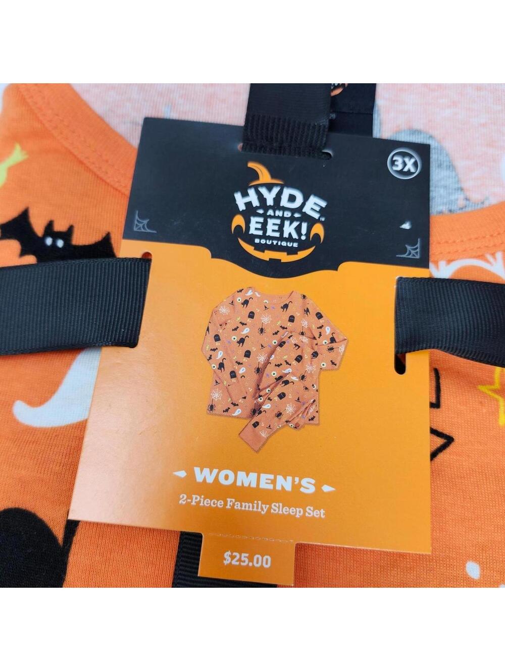 Hyde and Eek! Boutique Women's 3X Halloween Pajama Set Orange Sleepwear